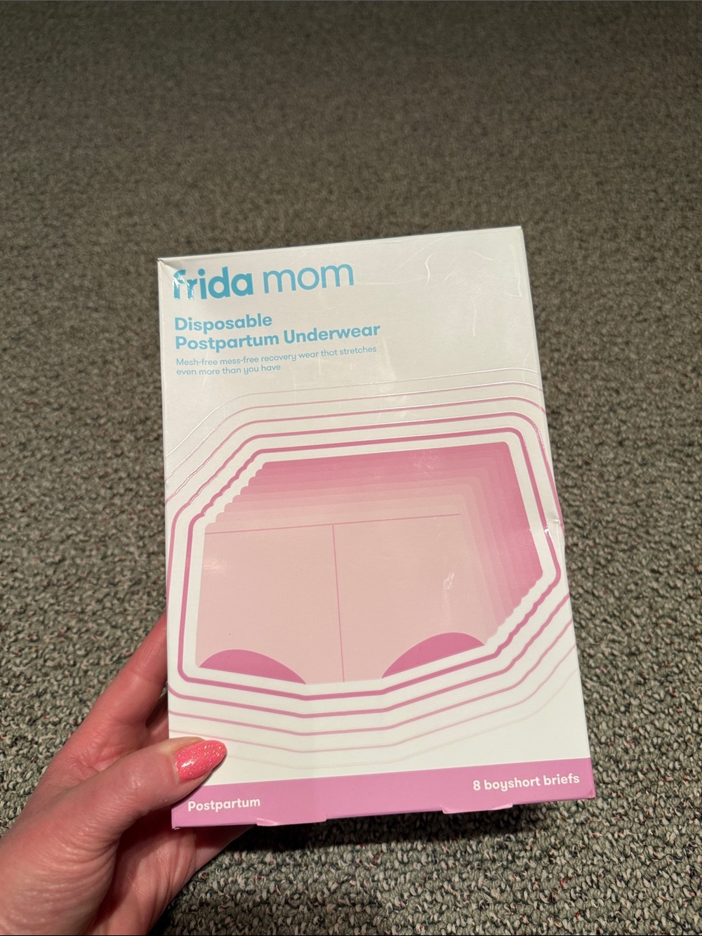 Frida Mom Disposable Postpartum Underwear - Pink (8 Boyshort Briefs)